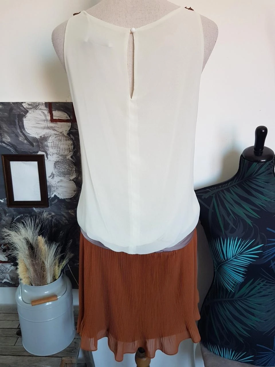 ✨ Schitterende Bohème-Chic Studio Classics Jurk - Parels & Geplooide Voile - Maat 40 ✨ – photo 5